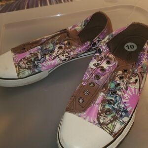 Ed Hardy Womens Brown and Pink Slip-On Shoes
